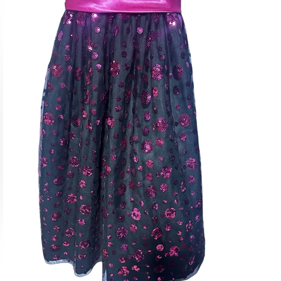Elegant Girls Party Dress Size 12 Black Pouffy Dress W/Pink Sequin’s and Sash - Picture 5 of 16